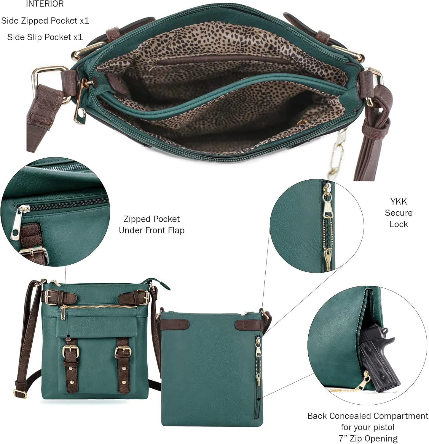 JESSIE & JAMES 2 Toned Belt Concealed Carry Crossbody Bag with Lock and Key