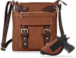 JESSIE & JAMES 2 Toned Belt Concealed Carry Crossbody Bag with Lock and Key