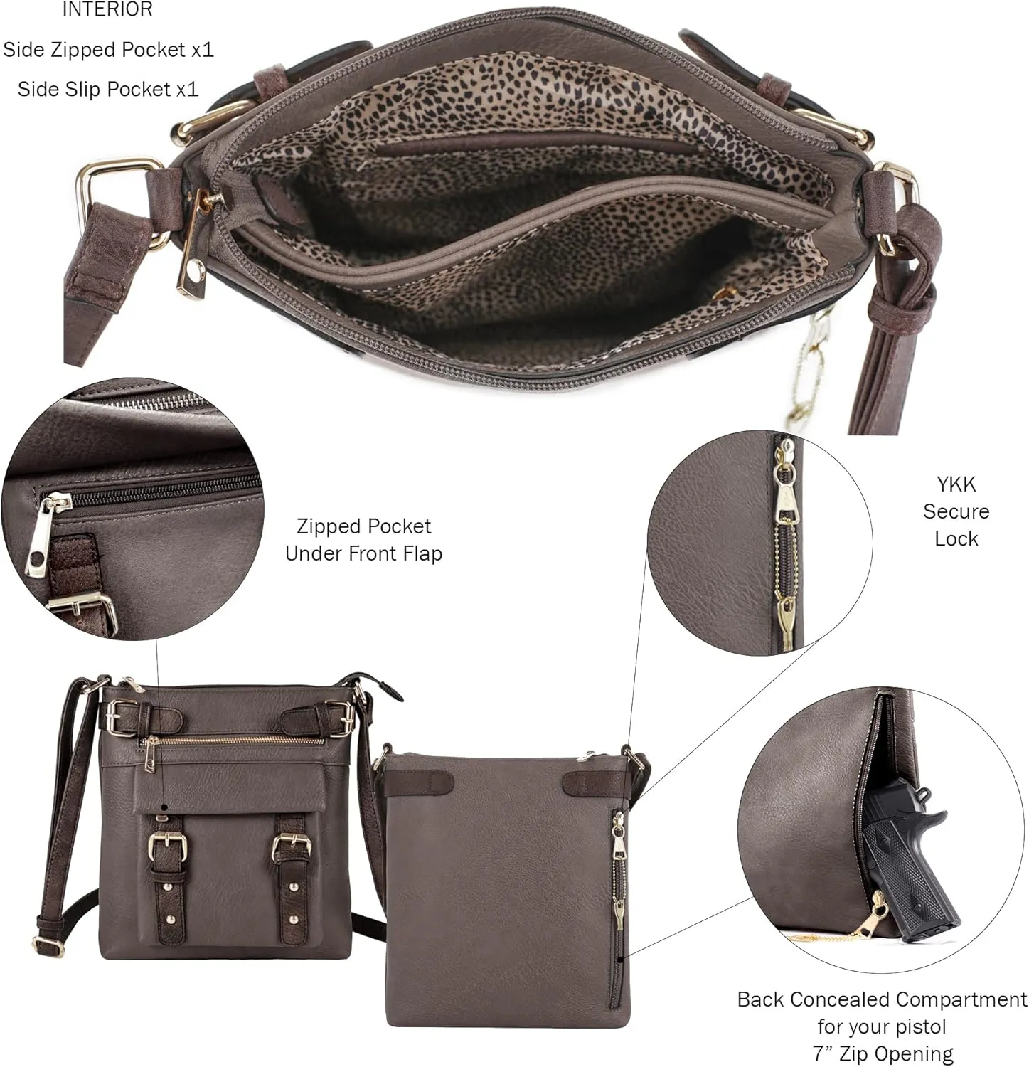 JESSIE & JAMES 2 Toned Belt Concealed Carry Crossbody Bag with Lock and Key