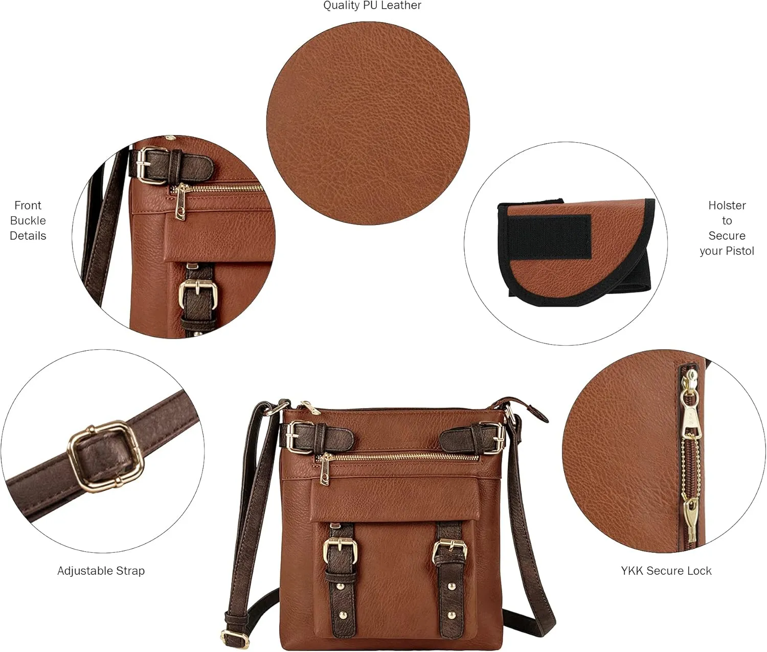 JESSIE & JAMES 2 Toned Belt Concealed Carry Crossbody Bag with Lock and Key