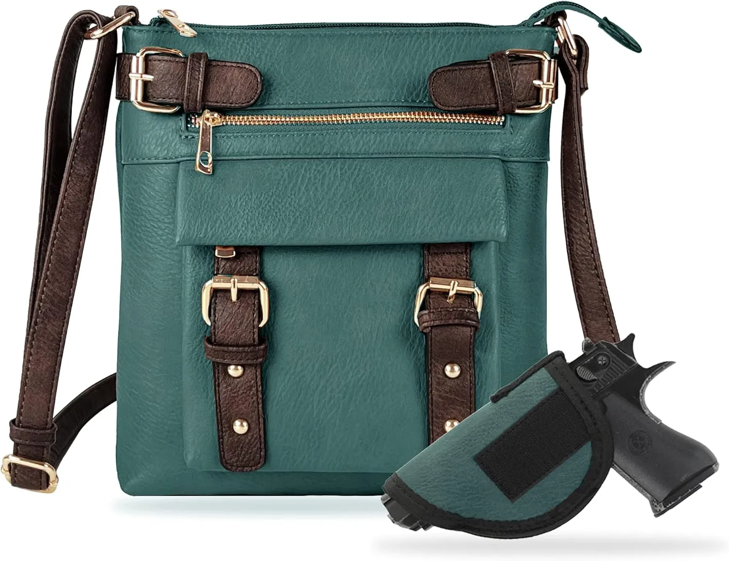 JESSIE & JAMES 2 Toned Belt Concealed Carry Crossbody Bag with Lock and Key