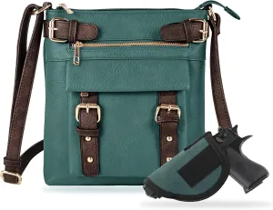 JESSIE & JAMES 2 Toned Belt Concealed Carry Crossbody Bag with Lock and Key