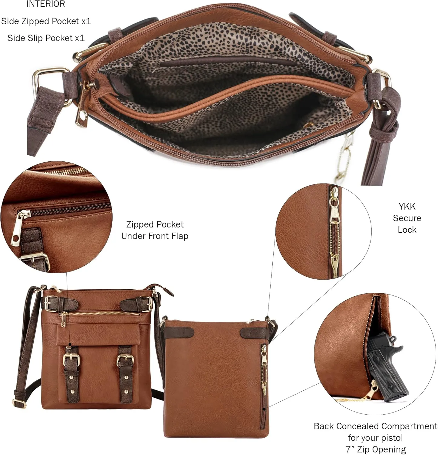 JESSIE & JAMES 2 Toned Belt Concealed Carry Crossbody Bag with Lock and Key