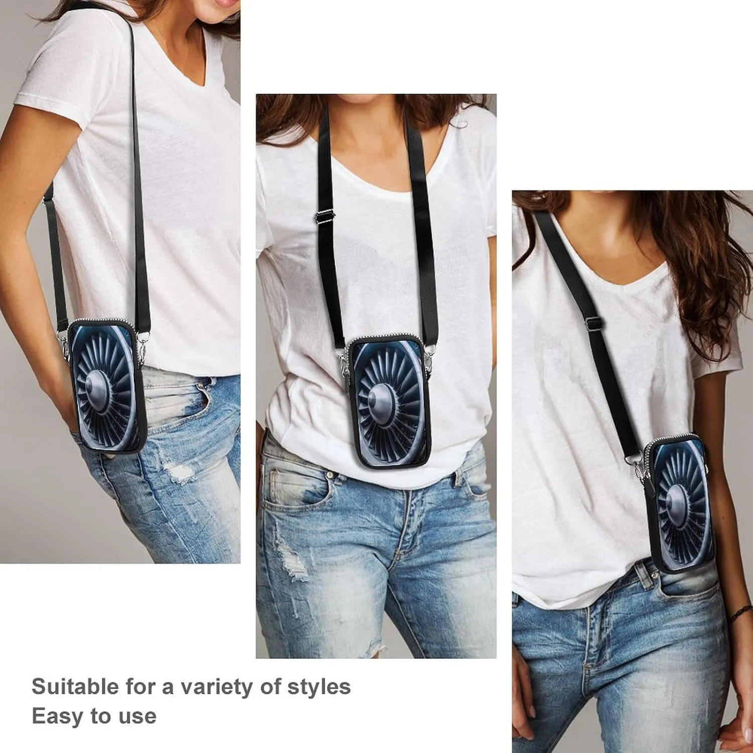 Jet Engine Small Crossbody Bag for Women,Lightweight Mini Shoulder Bag Wallet Cell Phone Purse For Running,Travel,Commuting