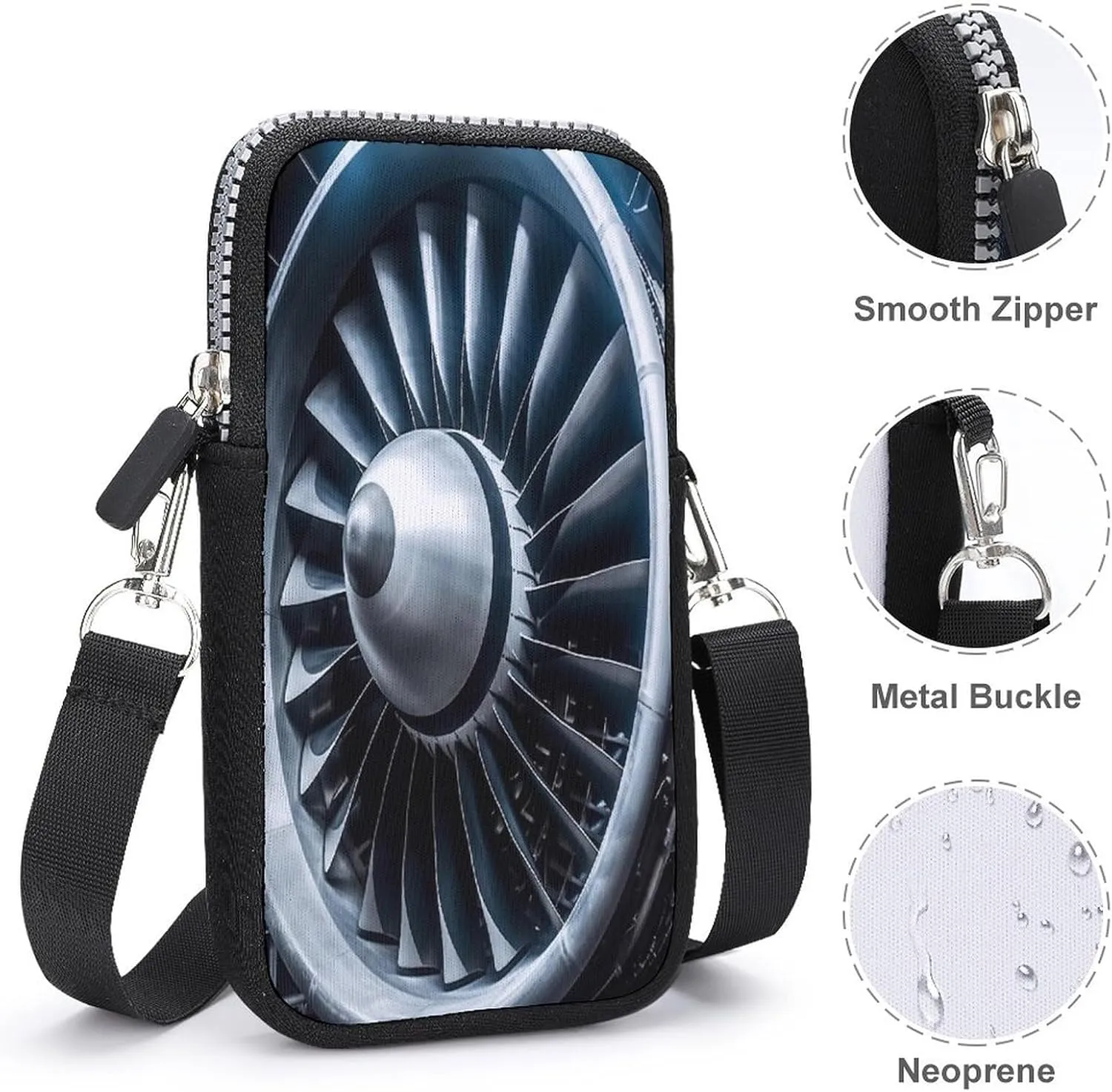 Jet Engine Small Crossbody Bag for Women,Lightweight Mini Shoulder Bag Wallet Cell Phone Purse For Running,Travel,Commuting