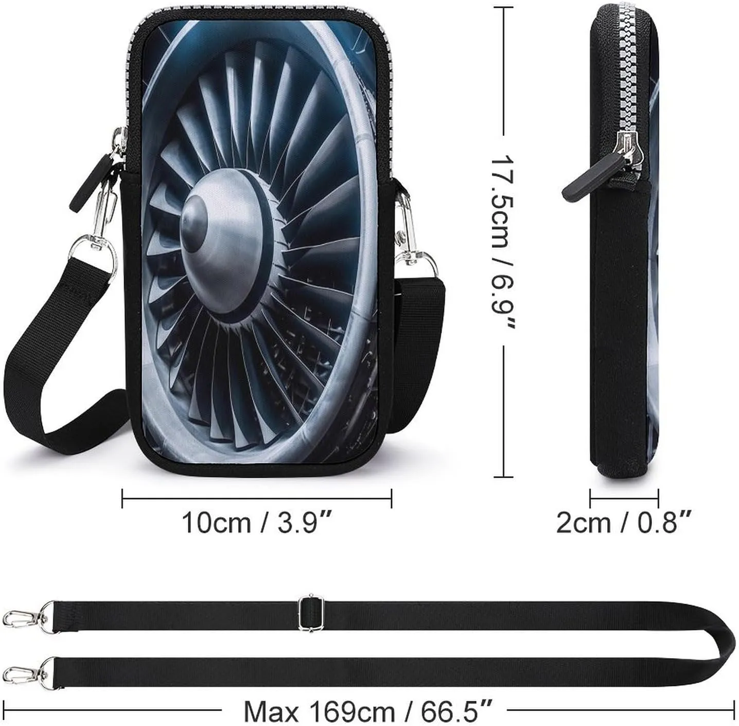 Jet Engine Small Crossbody Bag for Women,Lightweight Mini Shoulder Bag Wallet Cell Phone Purse For Running,Travel,Commuting