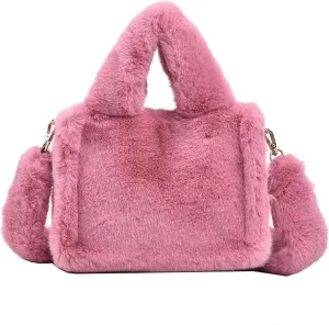 JHTPSLR Furry Tote Bag for Women - Soft Plush Crossbody Shoulder Bag - Winter Casual Fuzzy Tote
