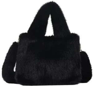 JHTPSLR Furry Tote Bag for Women - Soft Plush Crossbody Shoulder Bag - Winter Casual Fuzzy Tote