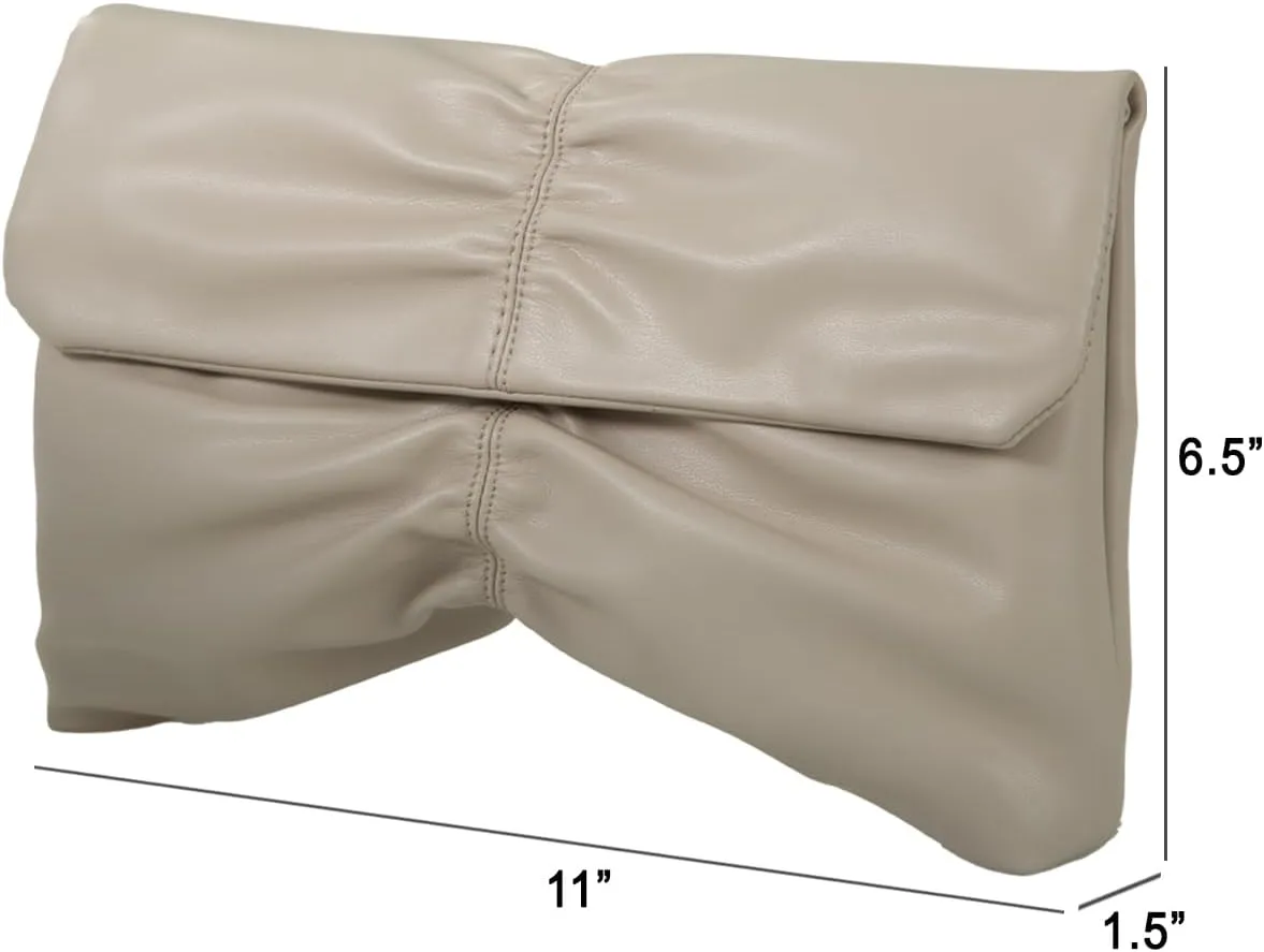 JNB Women's Synthetic Leather Wrinkled Clutch Party Wedding Purse