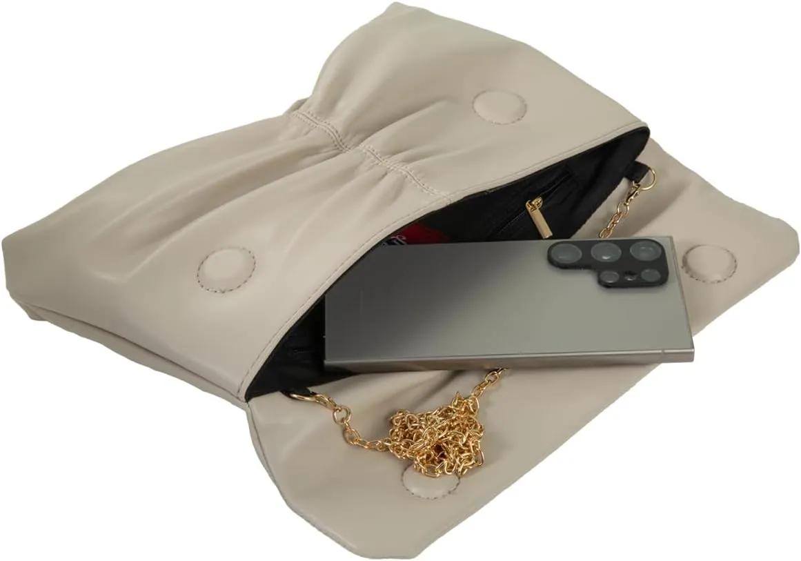 JNB Women's Synthetic Leather Wrinkled Clutch Party Wedding Purse