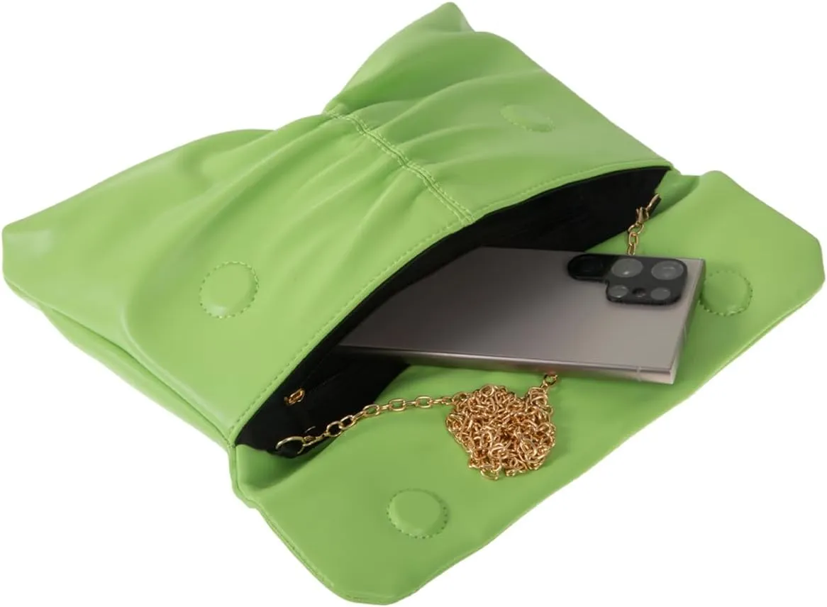 JNB Women's Synthetic Leather Wrinkled Clutch Party Wedding Purse