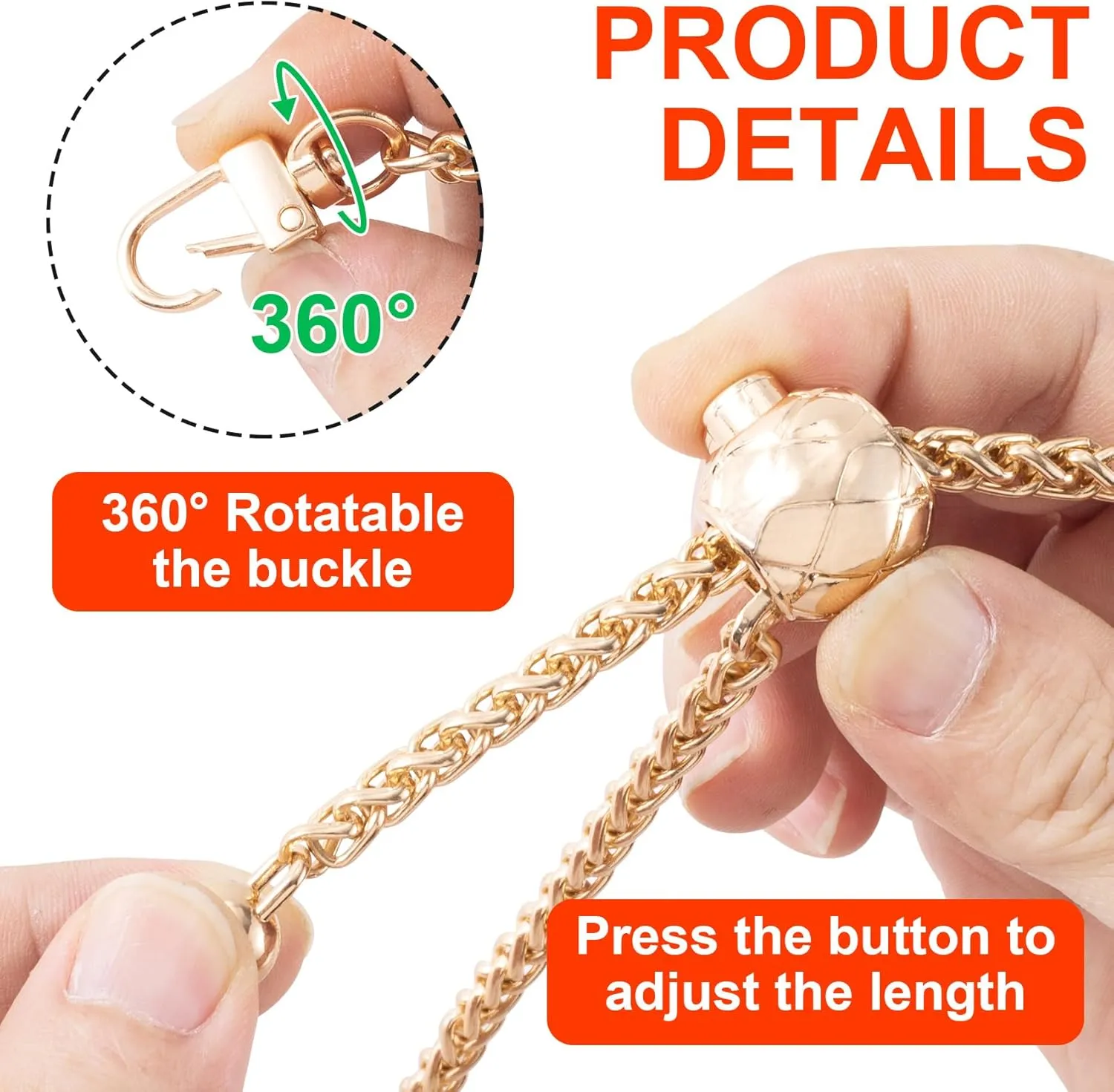 Joez Wonderful Gold Purse Chain Strap, Adjustable Bag Strap Crossbody, Replacement for Thin Shoulder Bag Chain, Extra Long Crossbody Chain Strap (48", 1 Pcs)