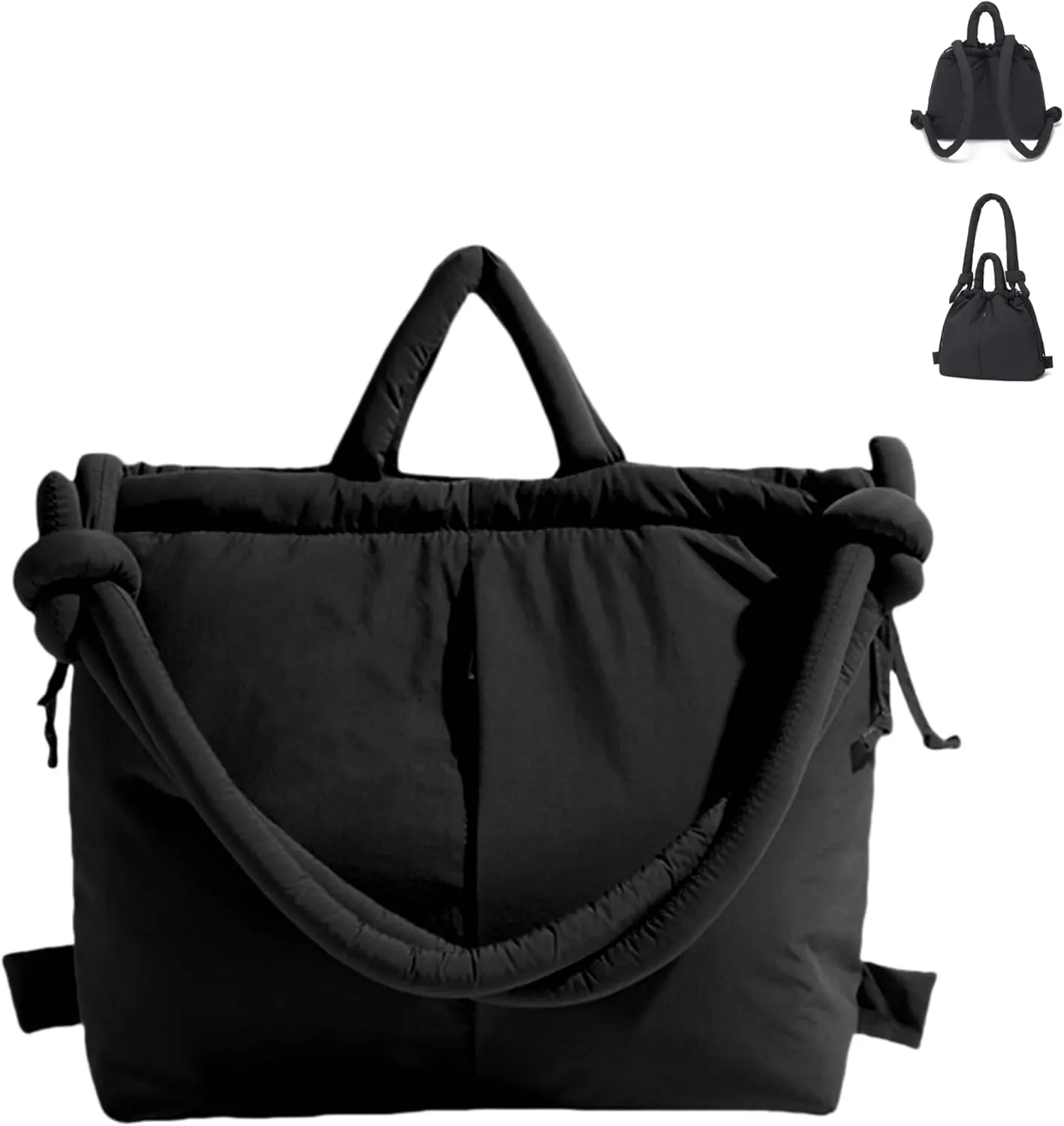 JOLLQUE Puffer Tote Bag for Women,Winter Backpack Handbag,Lightweight Autumn Puffy Carry On Work Bag,Padded Shoulder Bag
