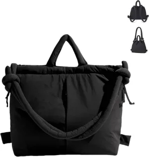 JOLLQUE Puffer Tote Bag for Women,Winter Backpack Handbag,Lightweight Autumn Puffy Carry On Work Bag,Padded Shoulder Bag