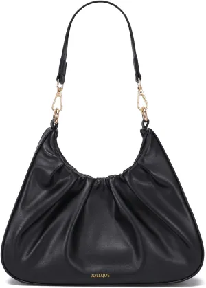 JOLLQUE Small Shoulder Bag for Women,Mini Leather Dumpling Tote Purse,Handbags Soft Ruched Cloud