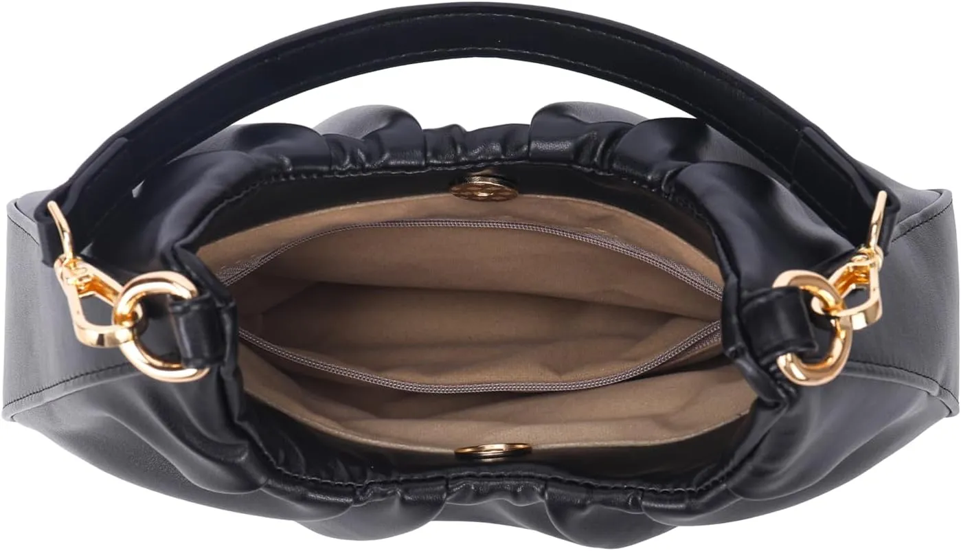 JOLLQUE Small Shoulder Bag for Women,Mini Leather Dumpling Tote Purse,Handbags Soft Ruched Cloud