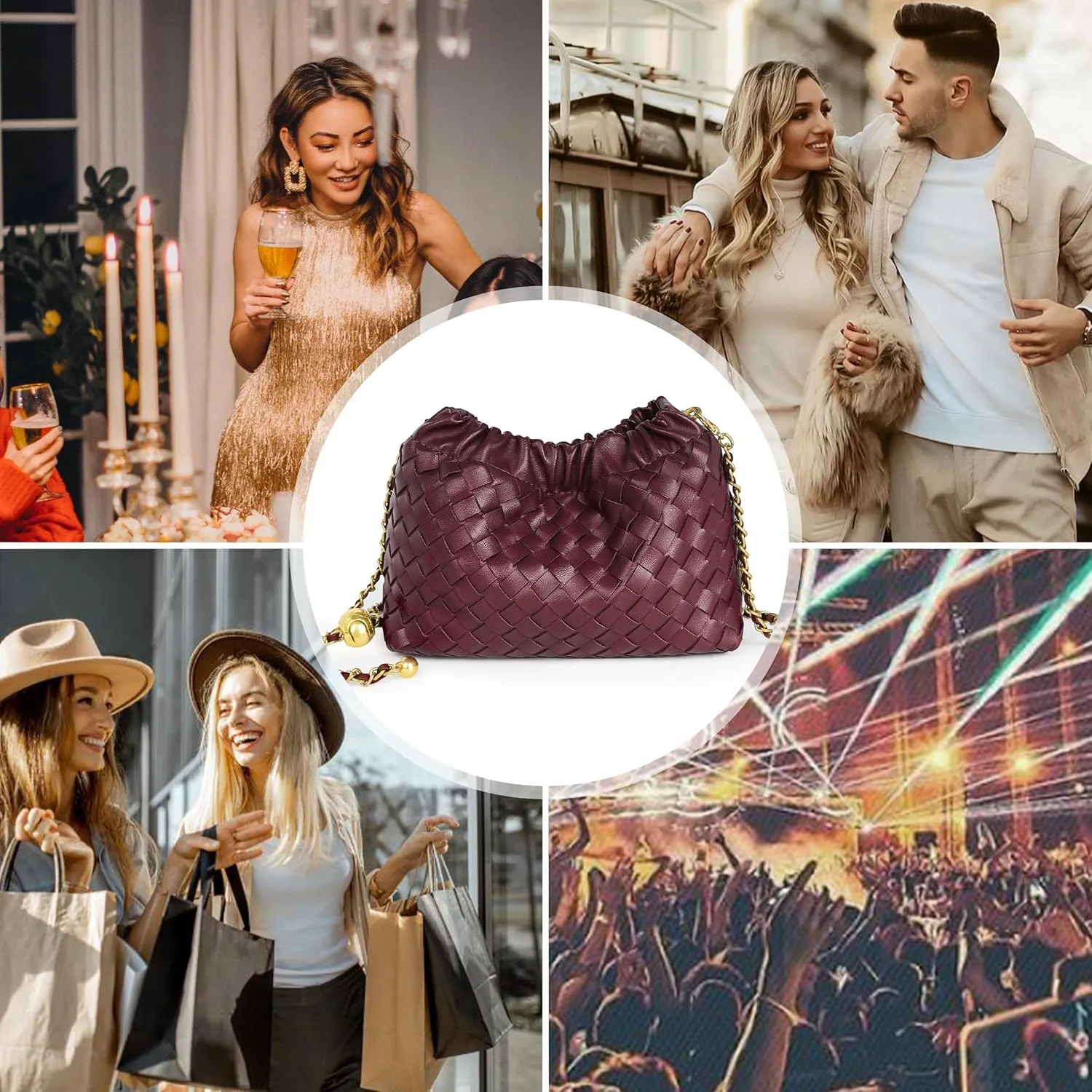 Joryin Woven Women's Crossbody Bag & Evening Purse, Trendy Dumpling Clutch & Hobo Cloud Shoulder Bag Trendy Dumpling Clutch