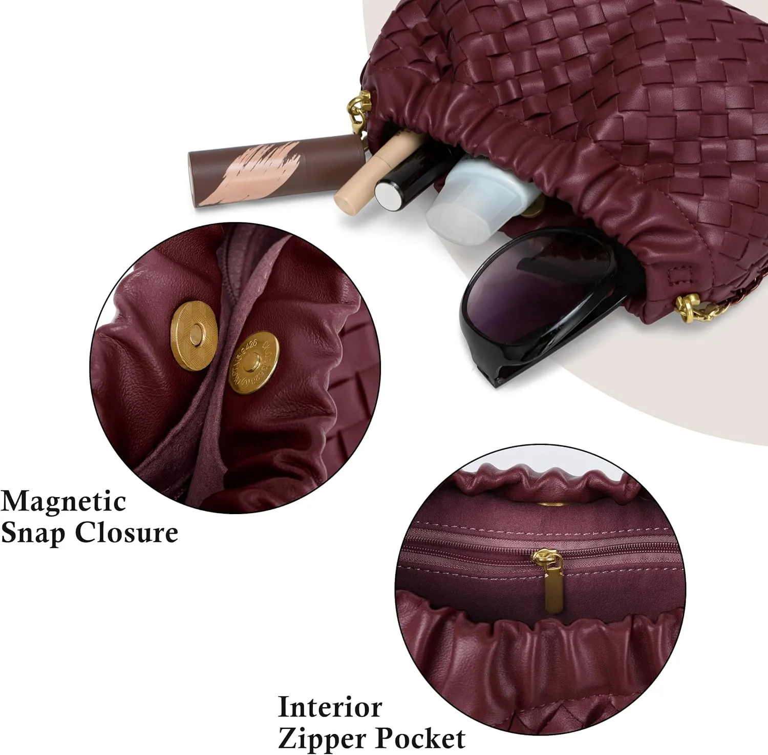Joryin Woven Women's Crossbody Bag & Evening Purse, Trendy Dumpling Clutch & Hobo Cloud Shoulder Bag Trendy Dumpling Clutch
