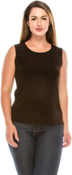 Jostar Women's Sleeveless Tank Top - Round Neck Solid Casual Basic Soft Side Slit Non Iron T Shirts