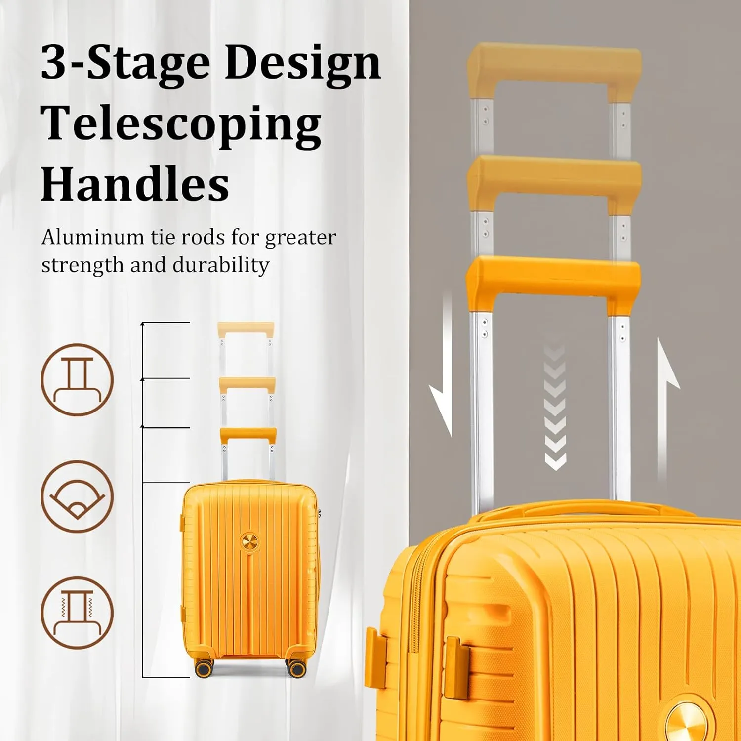 Joyway Luggage Set 2 Piece, PP Hardside Carry on Suitcase 20 Inch with Double Spinner Wheels, Lightweight Checked Luggage 24 Inch with TSA Lock, Orange
