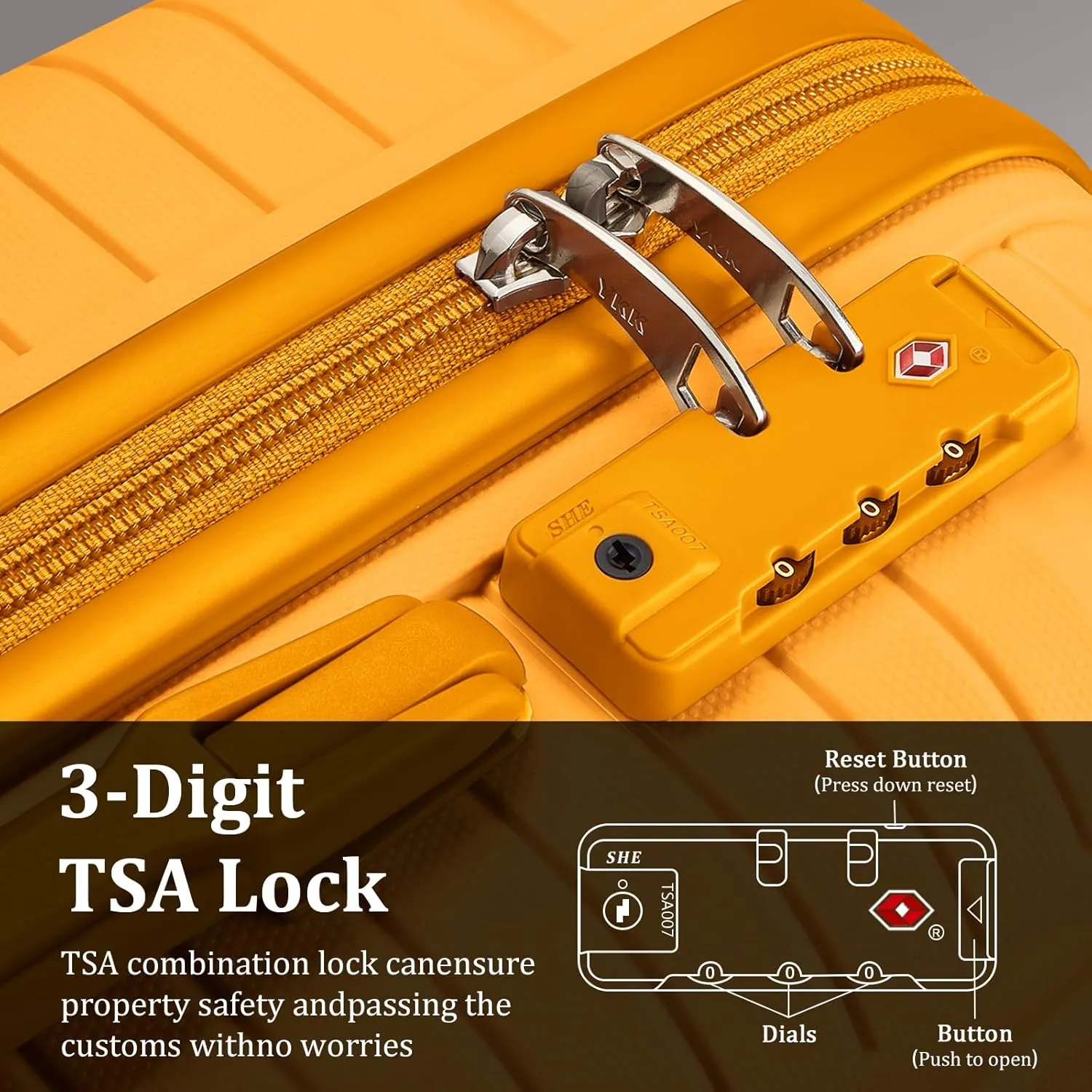 Joyway Luggage Set 2 Piece, PP Hardside Carry on Suitcase 20 Inch with Double Spinner Wheels, Lightweight Checked Luggage 24 Inch with TSA Lock, Orange