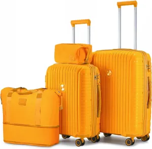 Joyway Luggage Set 2 Piece, PP Hardside Carry on Suitcase 20 Inch with Double Spinner Wheels, Lightweight Checked Luggage 24 Inch with TSA Lock, Orange