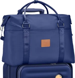 Joyway Travel Duffel Bag, Weekender Overnight Bag for Women, Sports Tote Gym Bag with Wet Pocket, Foldable Personal Item Travel Duffle Bag with Trolley Sleeve, Blue