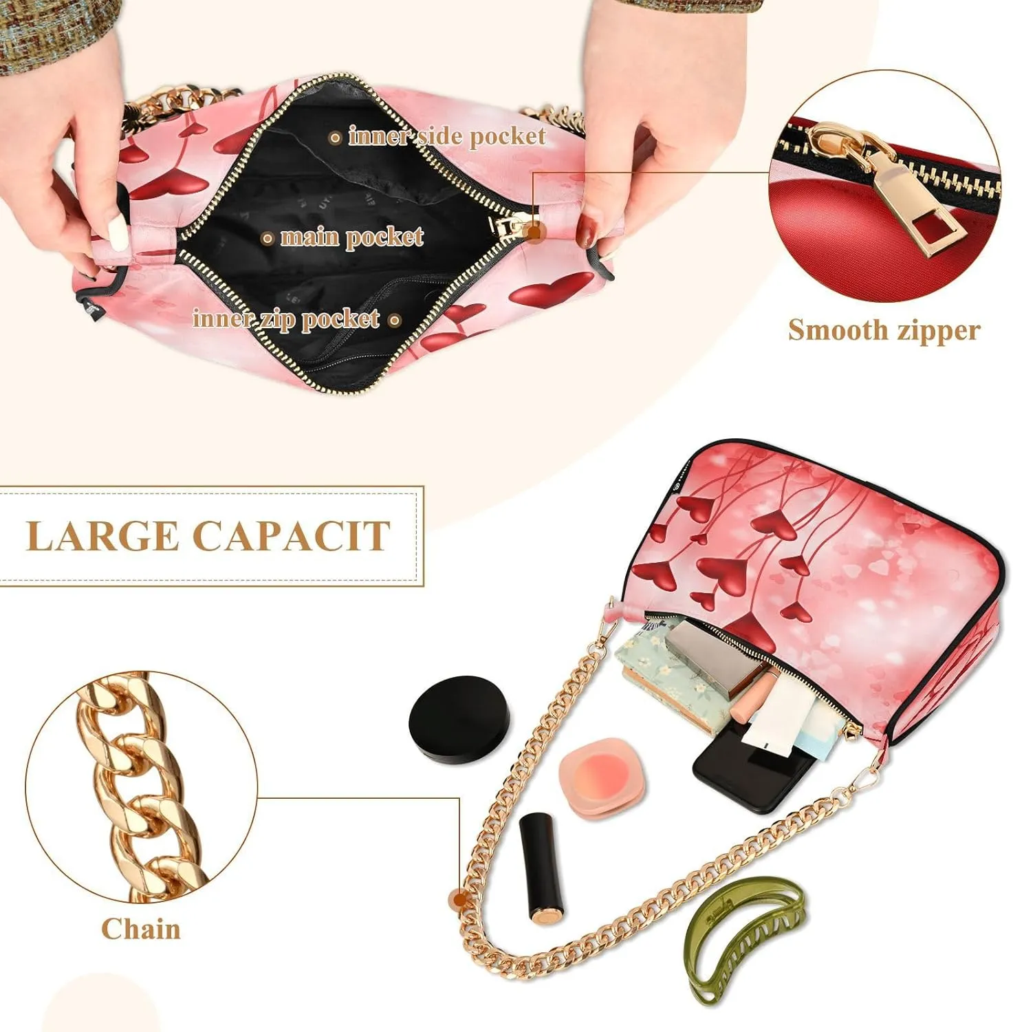 JSTEL Shoulder Bag Purse for Women,Polyester Small Crossbody Bags Purse Wallet Shoulder Bag