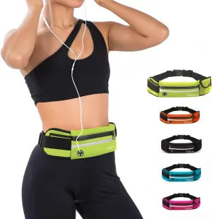 Jueachy Running Belts for Women Waterproof Fanny Pack Running Waist Pouch Phone holder Adjustable Sports Money Belt with Headphone Port