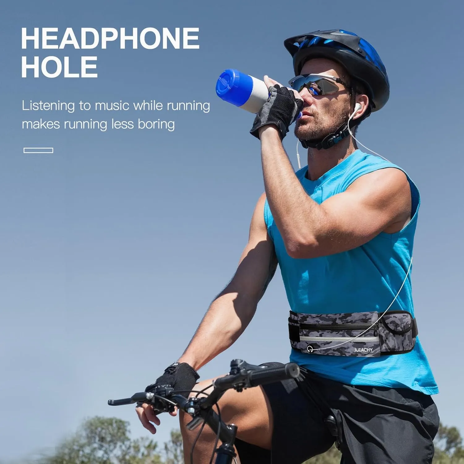 Jueachy Running Belts for Women Waterproof Fanny Pack Running Waist Pouch Phone holder Adjustable Sports Money Belt with Headphone Port