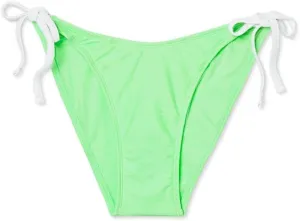 Juniors' Contrast Binding High Leg Scoop Bikini Bottom (Lime) (Small)