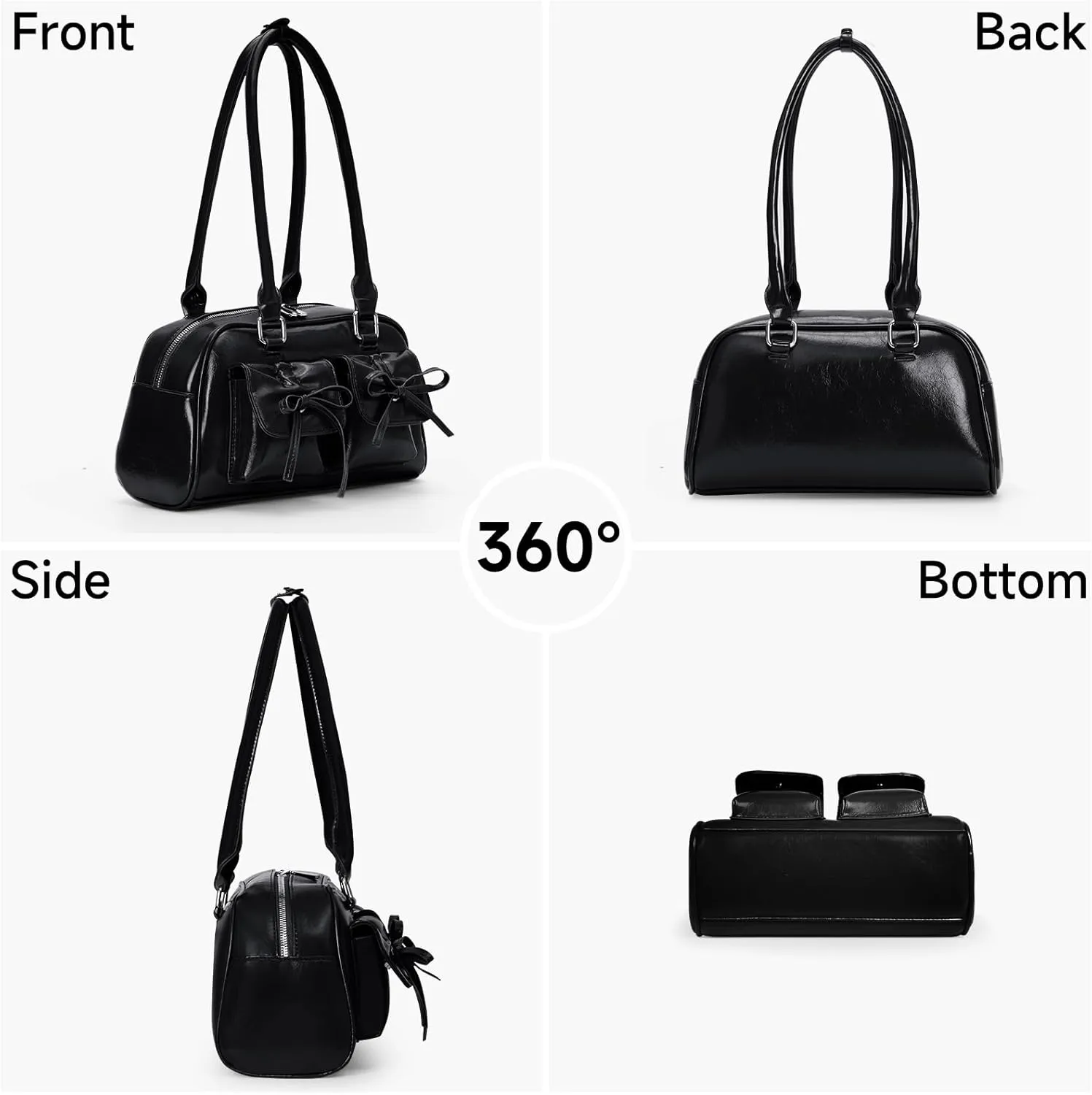 Juoxeepy Ita Bag Cute Bow Purse Aesthetic Japanese Shoulder Bag Faux Leather Tote Bag Y2k Red Handbag Purse