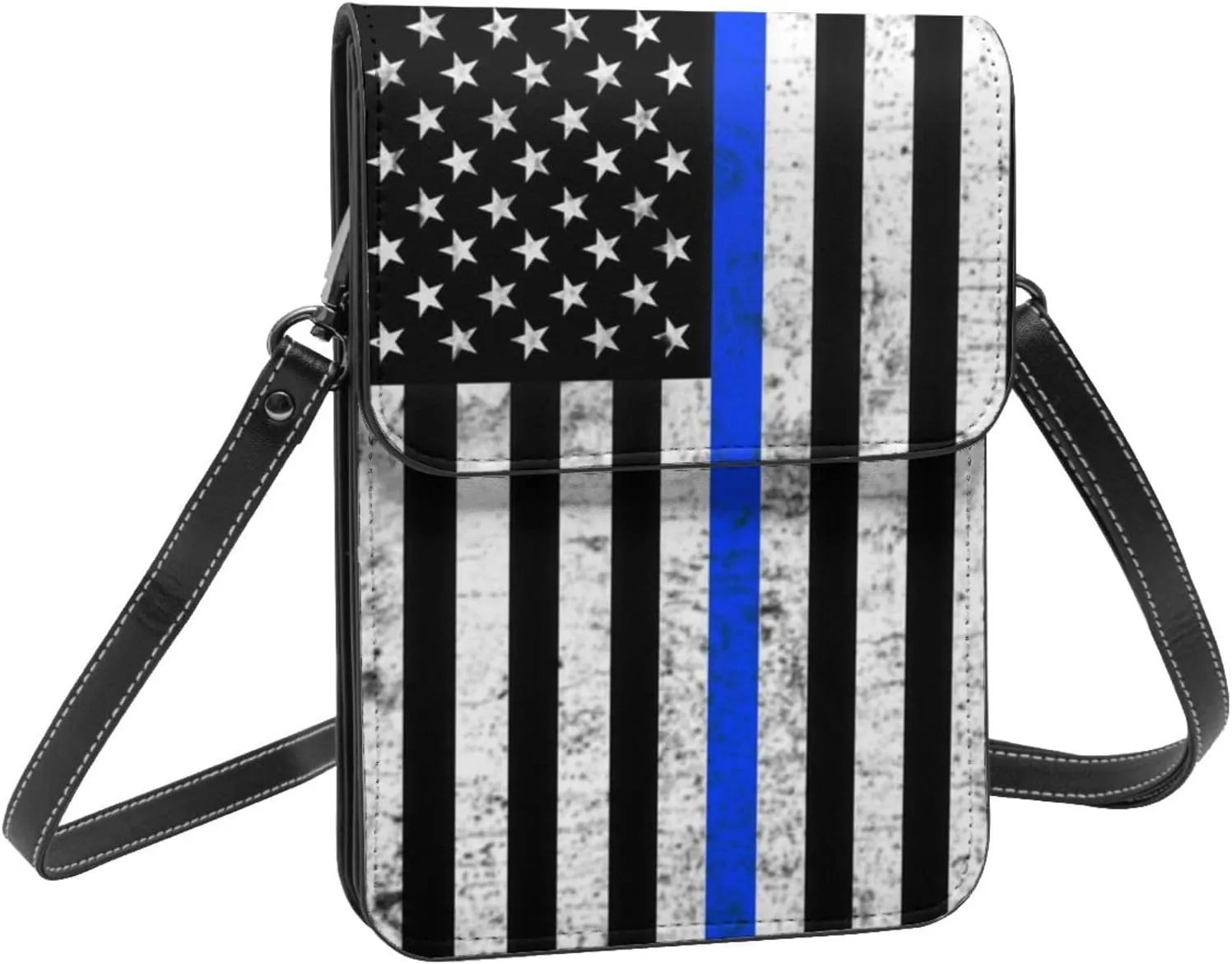 K9 Paw Thin Blue Line Flag Cell Phone Purse Small Crossbody Bags For Women Men Wallet Purses With Adjustable Strap