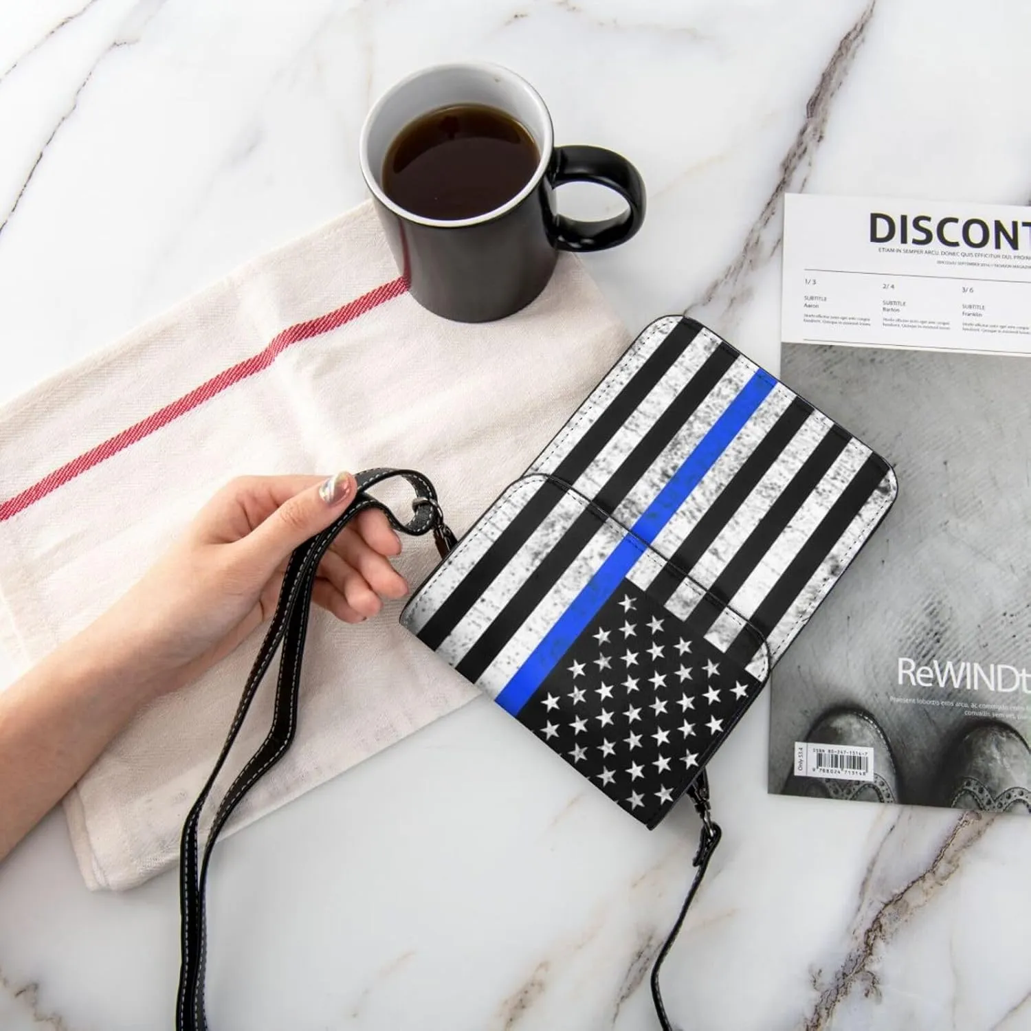 K9 Paw Thin Blue Line Flag Cell Phone Purse Small Crossbody Bags For Women Men Wallet Purses With Adjustable Strap