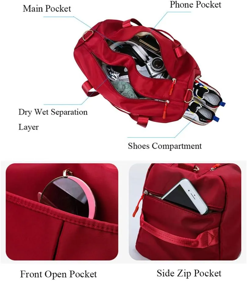 KARRESLY Sports Gym Bag for Women or Men Travel Duffel Bag with Wet Pocket and Shoes Compartment for Training Swim Yoga(Dark Grey)