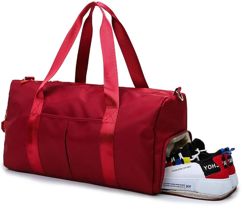 KARRESLY Sports Gym Bag for Women or Men Travel Duffel Bag with Wet Pocket and Shoes Compartment for Training Swim Yoga(Dark Grey)