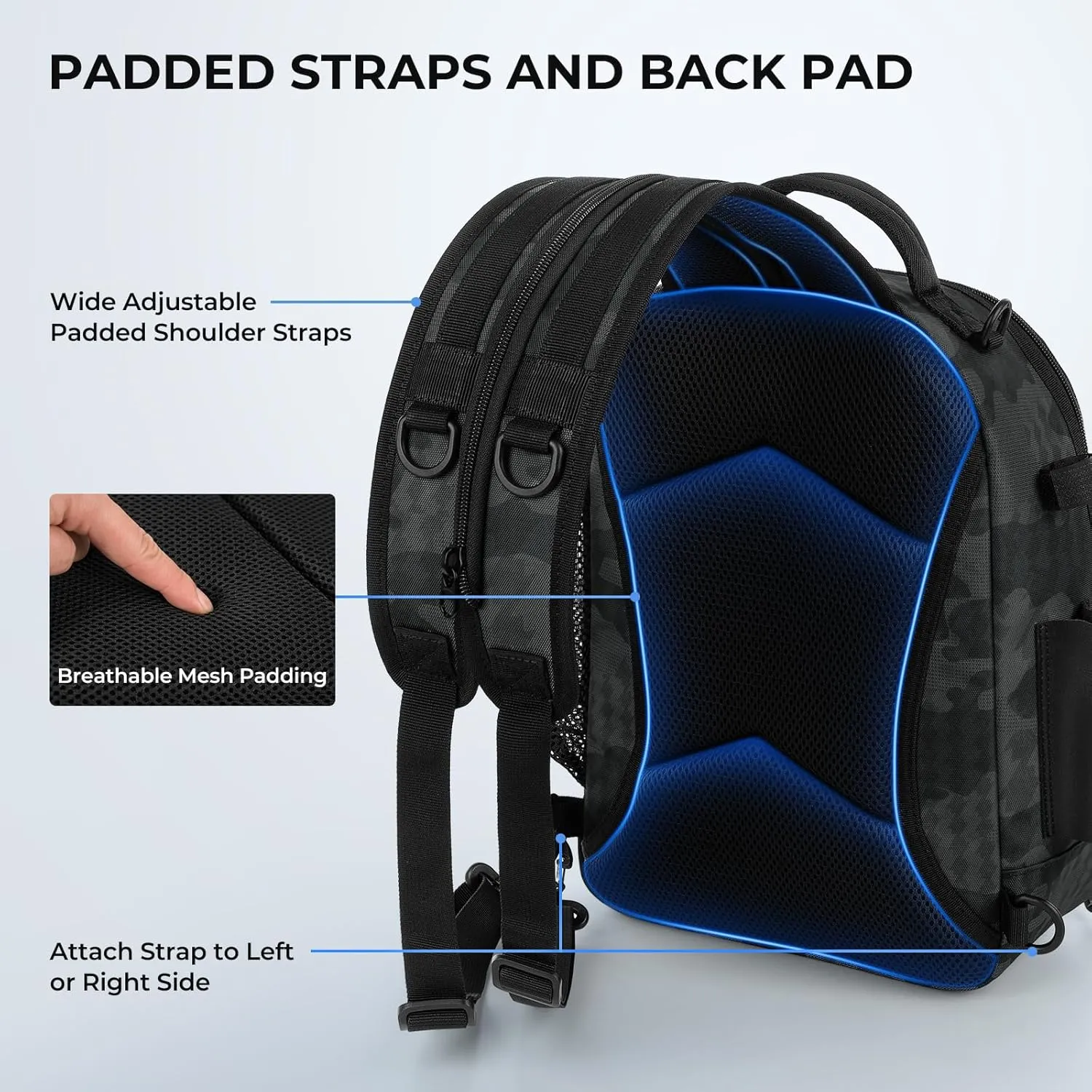 KastKing BaitSpace Fishing Sling Bag, Fishing Backpack with Rod & Beverage Holder, Tackle Bag for Fishing Gear