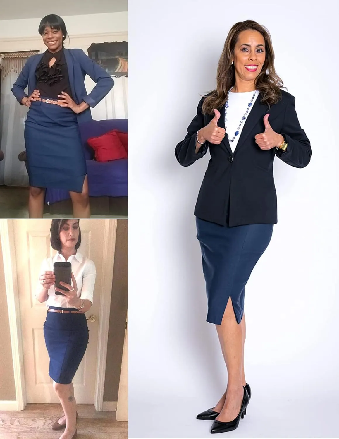 Kate Kasin Women's Bodycon Pencil Skirt with Belt Solid Color Hip-Wrapped