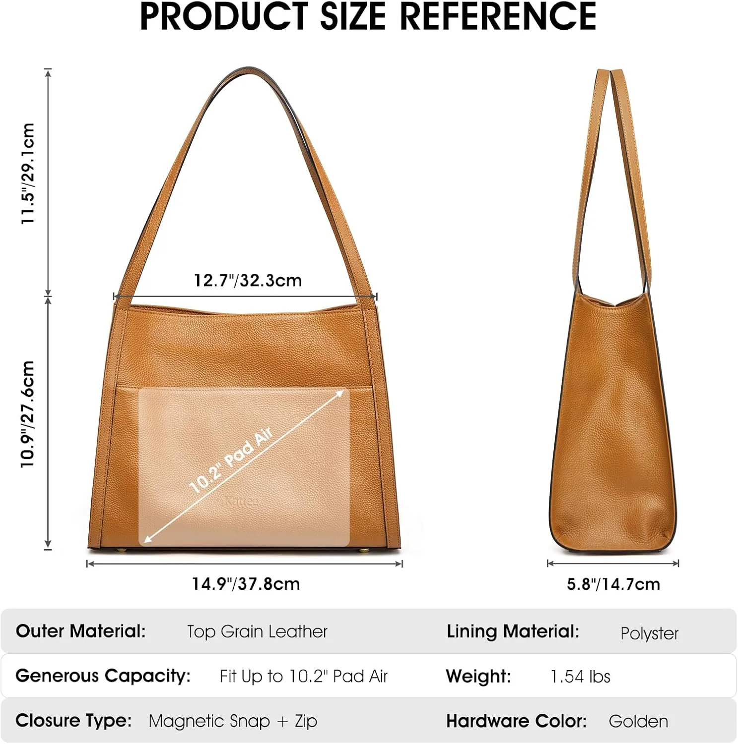 Kattee Leather Tote Bags for Women, Soft Leather Shoulder Purses and Handbags