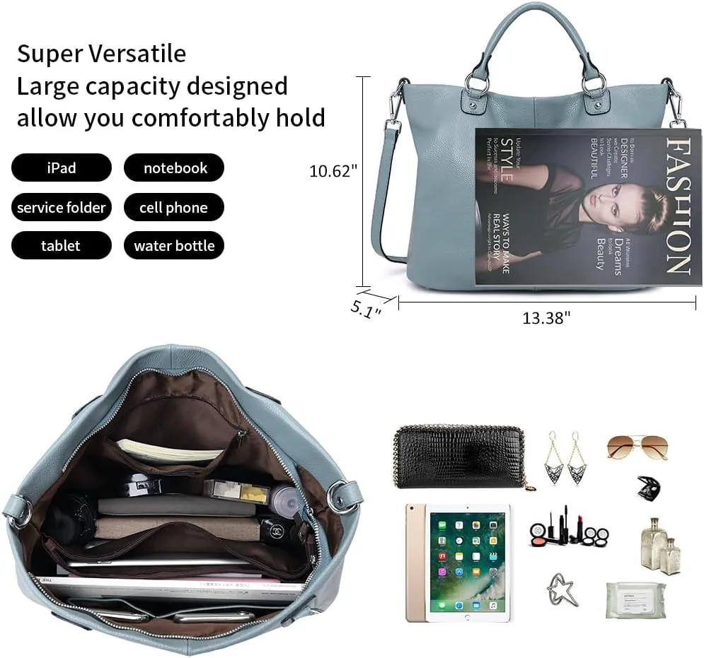 Kattee Women's Soft Leather Tote Bag, Top Satchel Purses and Handbags