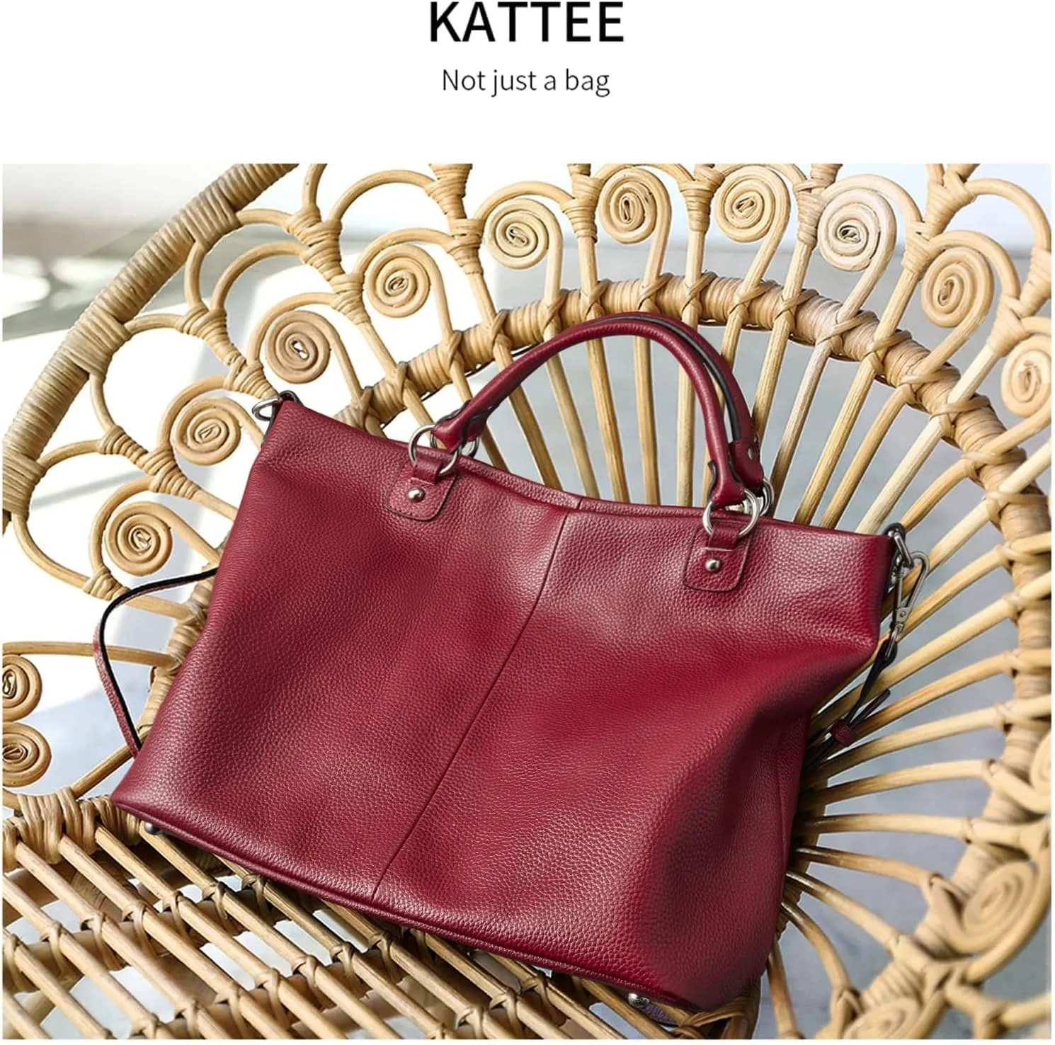 Kattee Women's Soft Leather Tote Bag, Top Satchel Purses and Handbags