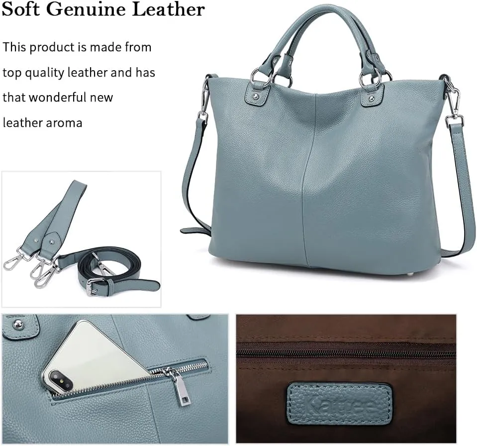 Kattee Women's Soft Leather Tote Bag, Top Satchel Purses and Handbags