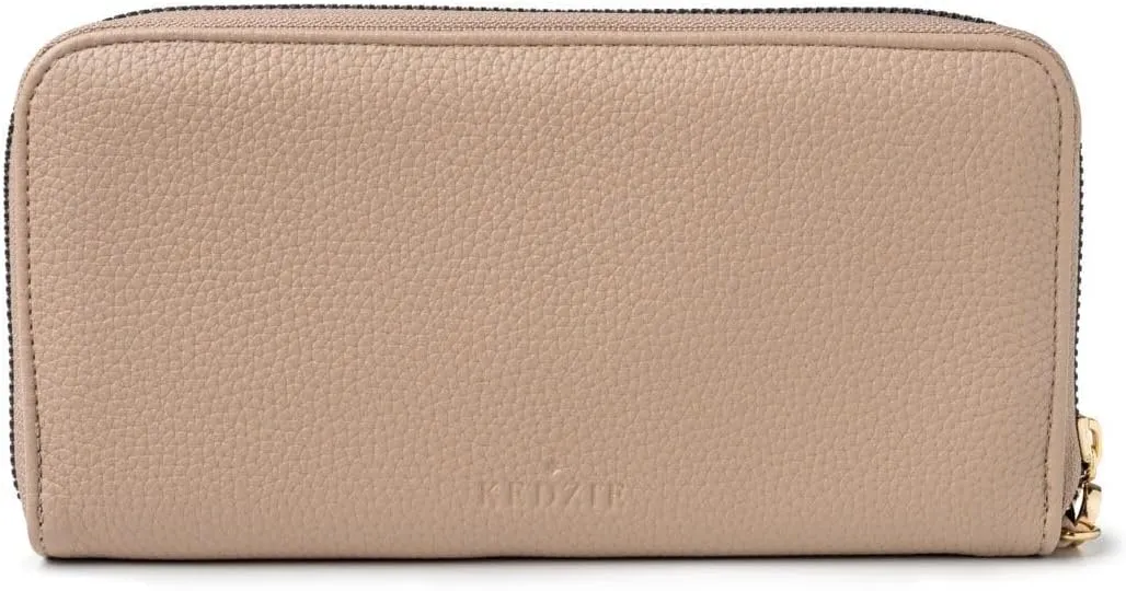 KEDZIE Eclipse Vegan Leather Zip-Around Clutch Wallet Credit Card Holder Phone Wristlet for Women