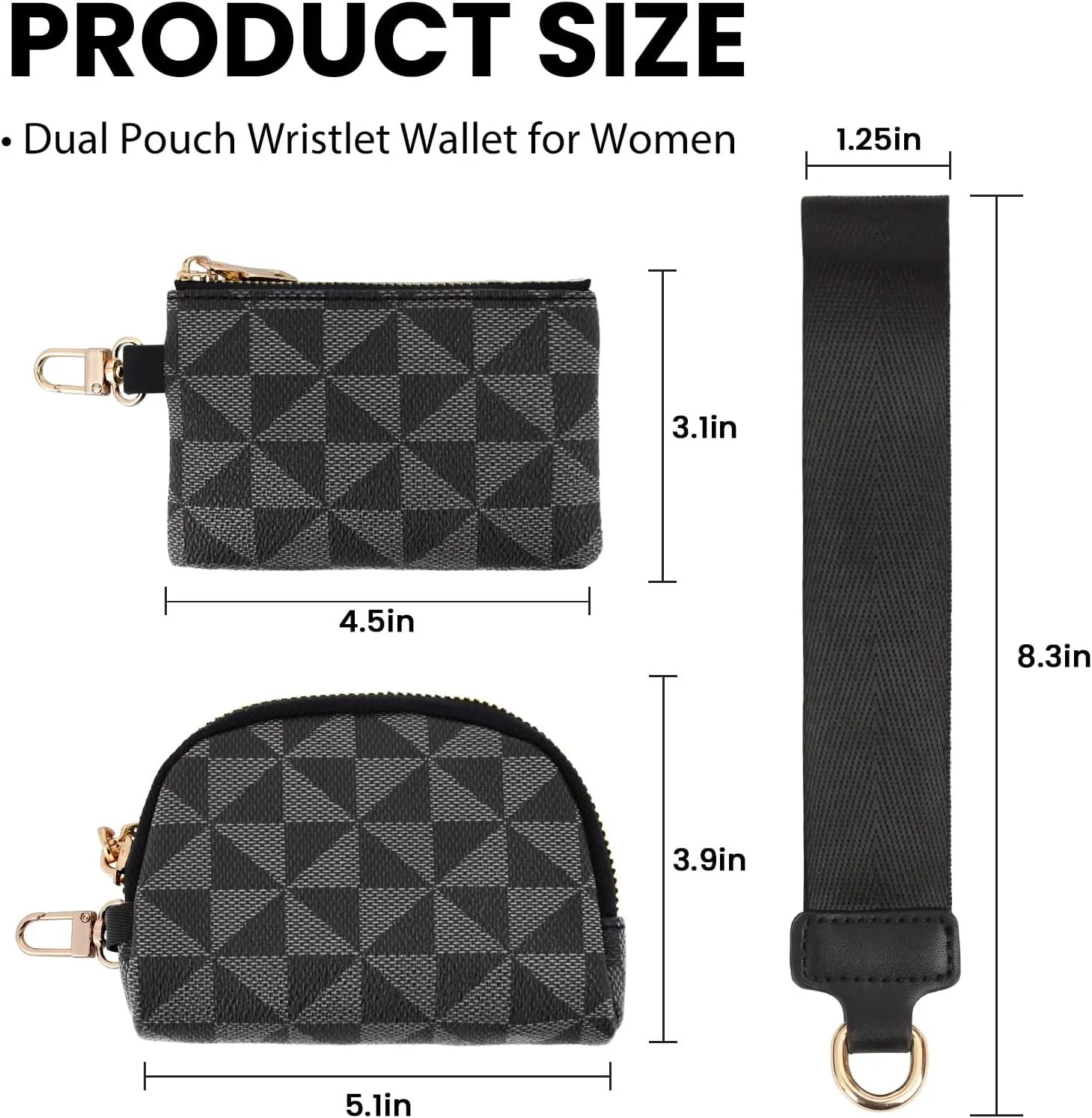 Keychain Wristlet Wallets for Women Leather Coin Purse Dual Pouch Wristlet Credit Card Holder Clutch Purse Wallets Womens Small wristlet wallets