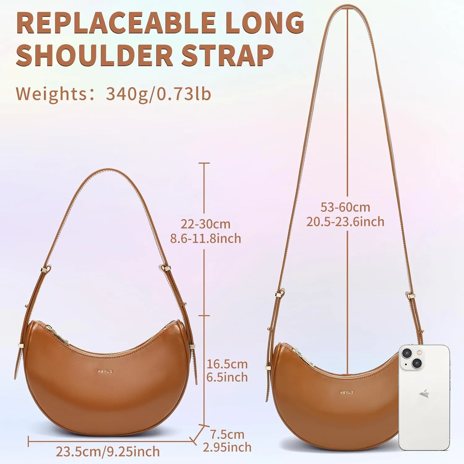 Keyli Small Shoulder Bag for Women Vegan Leather Crossbody Bags Adjust Handbags Purses with 2 Shoulder Strap