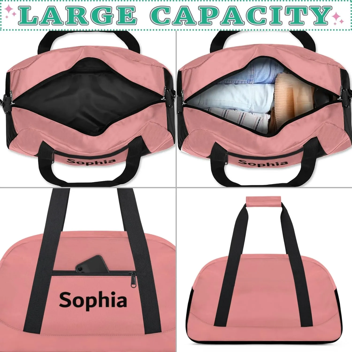 Kids-Duffel-Bag Small Dance-Bag for Girls Custom Gymnastics Bag for Boys Girls Kids Light Red
