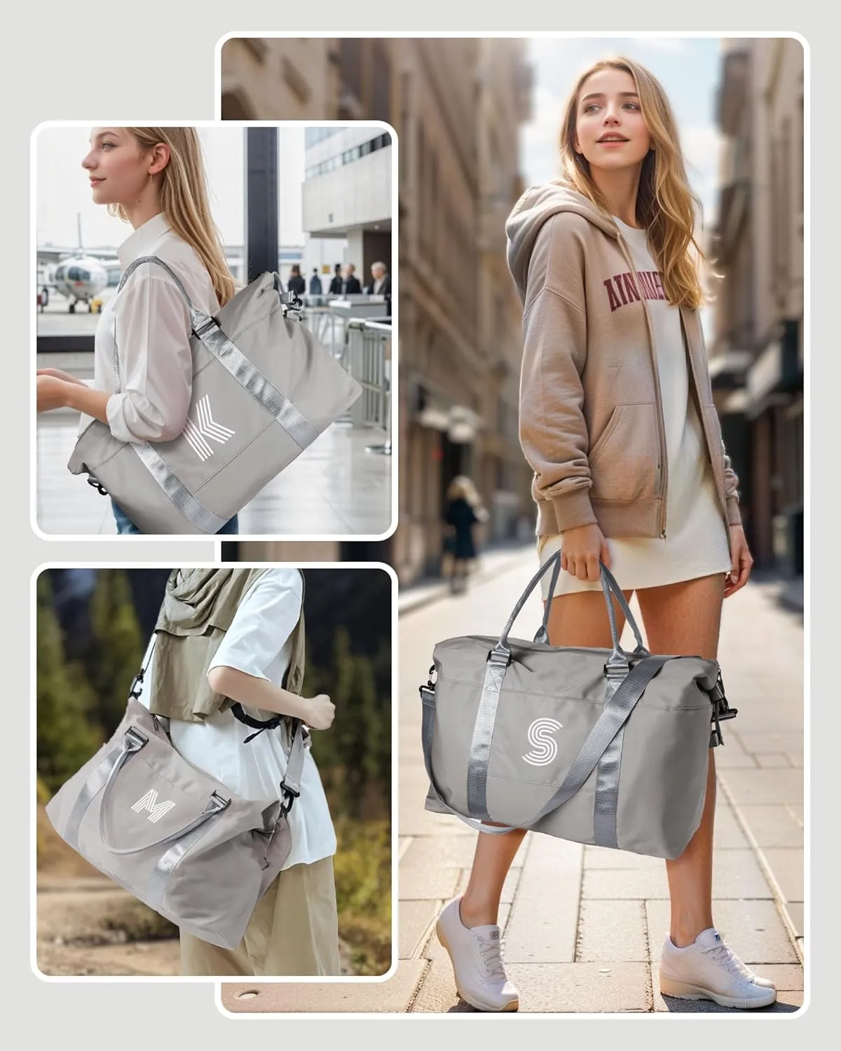 Kids Gifts, Initial Travel Duffel Bag, Sports Bag, Personalized Weekender Bag with Shoulder Strap, Monogram Overnight Bag, Gift for Friend Sister Girl Gifts (Letter S)