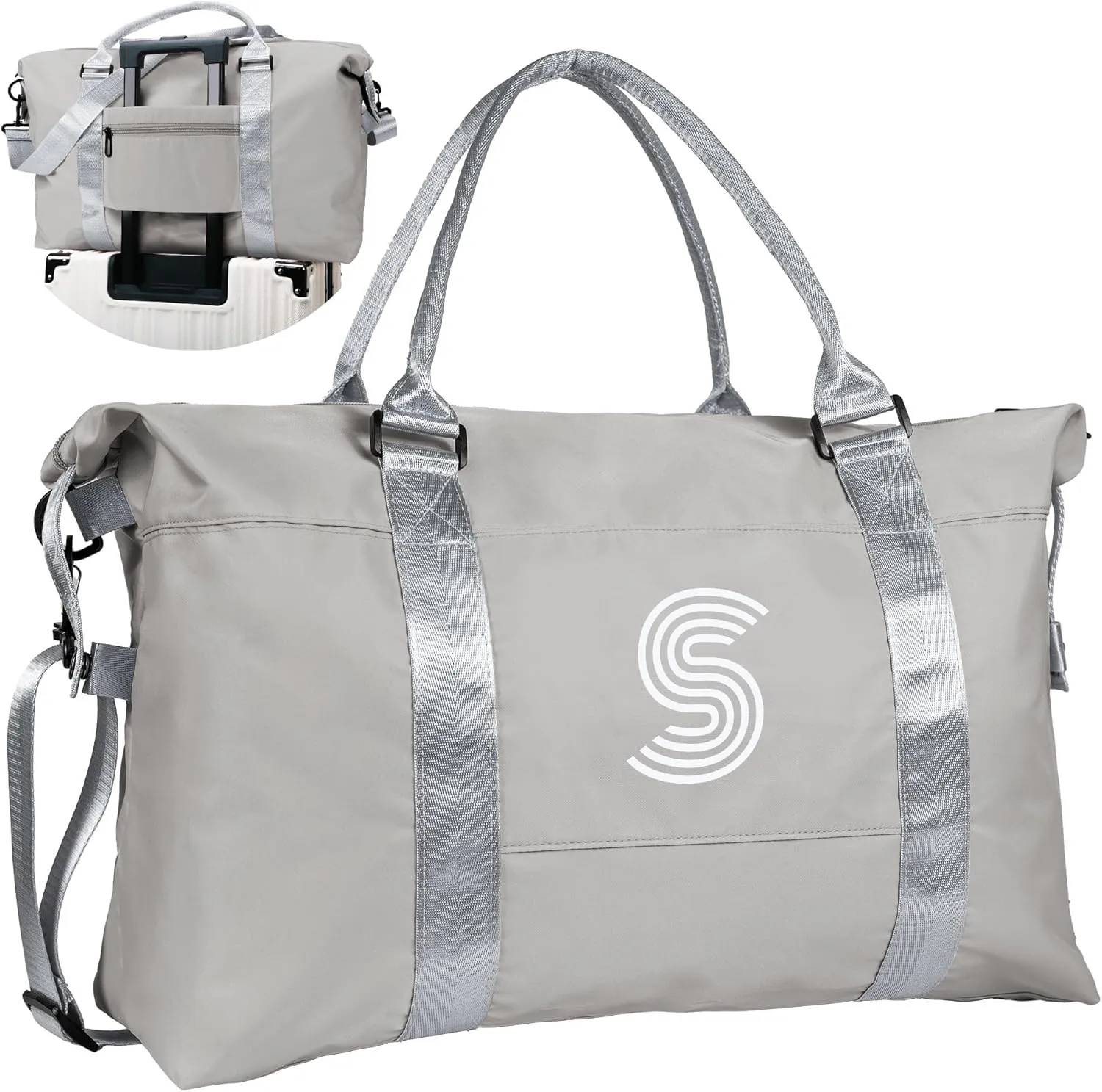 Kids Gifts, Initial Travel Duffel Bag, Sports Bag, Personalized Weekender Bag with Shoulder Strap, Monogram Overnight Bag, Gift for Friend Sister Girl Gifts (Letter S)