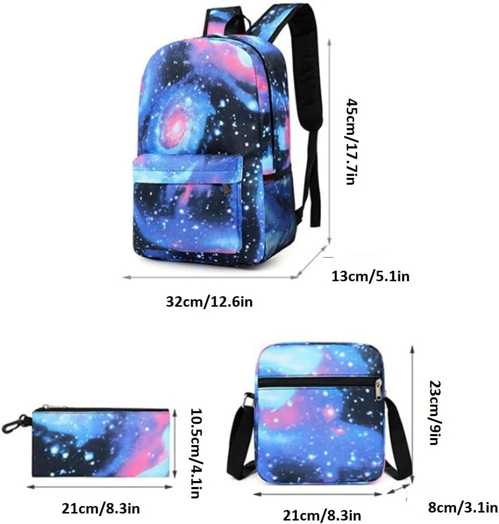Kids Shadow Milk Cookie Backpack Shoulder Bag Pencil Case 3PCS Set - 17in (C,3cps)