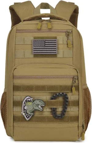 Kids Tactical Backpack Army Molle Bookbag Military Boys Backpack for School, Outdoor, Camping, Brown